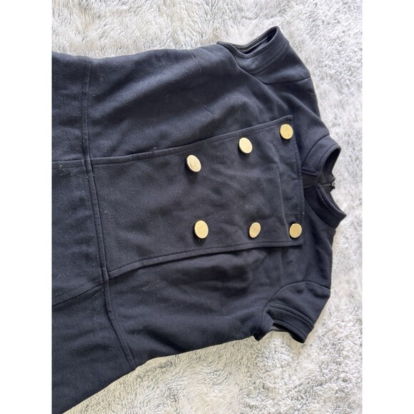 Cache Contour Collection Double Breast Brass Buttoned Stretch Black Dress Size 4 - Picture 2 of 6